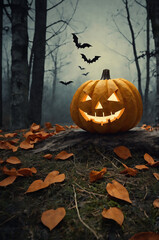 Halloween Pumpkin and Bats