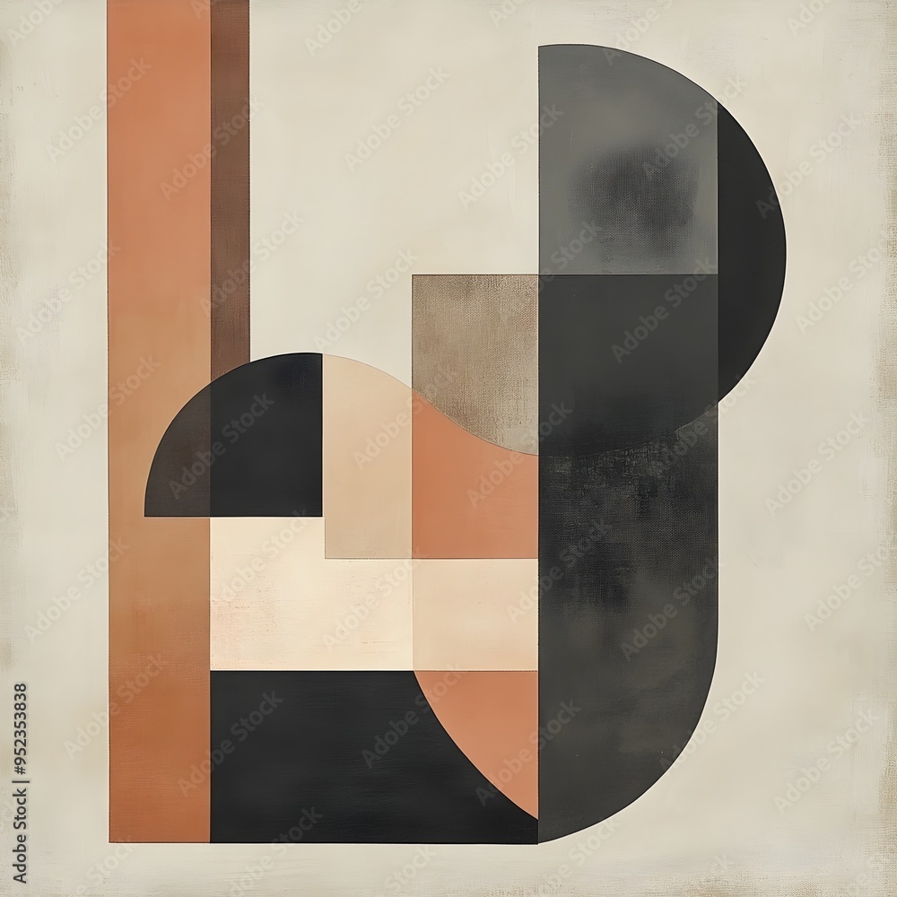 Poster modernist abstract geometric composition with minimalist shapes and lines