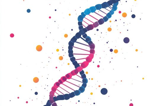 DNA strand evolving, clean design, minimal flat design illustration on white background, copy space for stock photo with minimal concept, No logo, No Trademark, No text