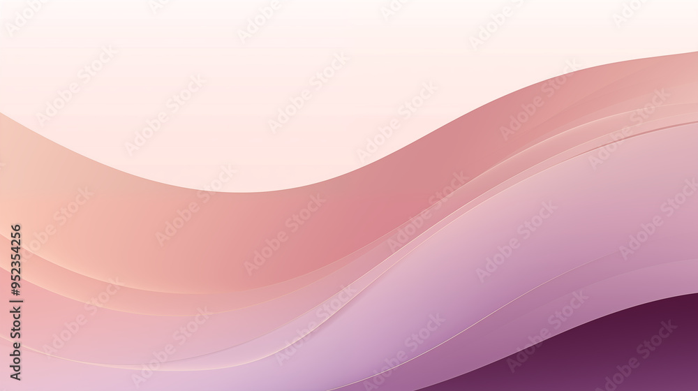 Wall mural Flowing Curved Gradient Waves in Soft Pink and Purple