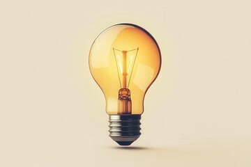 Light bulb with abstract rays, minimalist design, flat illustration on white background, copy space for stock photo with minimal concept, No logo, No Trademark, No text