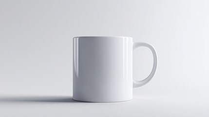 Fototapeta premium Clean white mug, isolated on a white background, 3D render illustration, copy space for stock photo with minimal concept, No logo, No Trademark, No text
