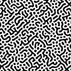 Organic bacterial black and white abstract seamless pattern in bold and modern vector design