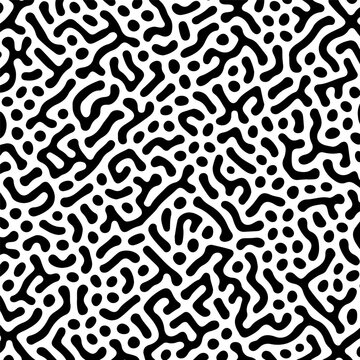 Organic bacterial black and white abstract seamless pattern in bold and modern vector design