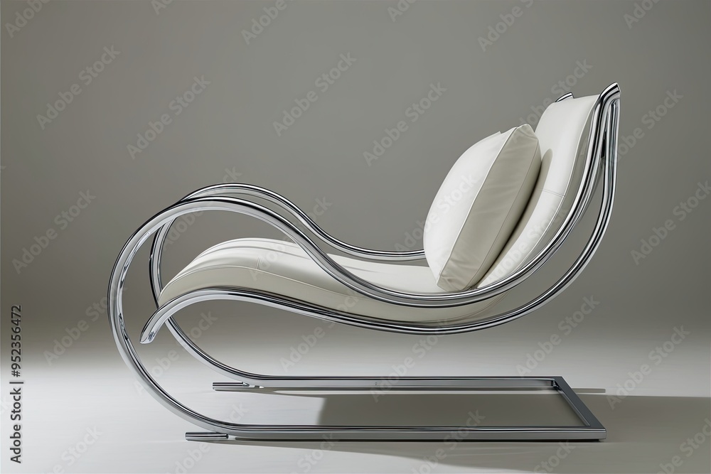 Poster sleek flowing line structure with modern chrome curved design