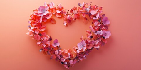 Obraz premium A floral and leaf-adorned heart-shaped ornament.