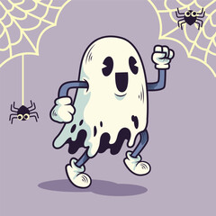 Cute ghost vintage flat illustrations vector art