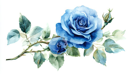 Elegant watercolor blue rose