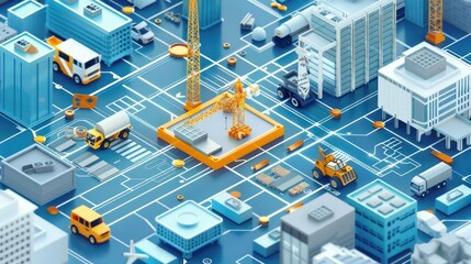 Illustration of construction consulting services with architectural symbols. 