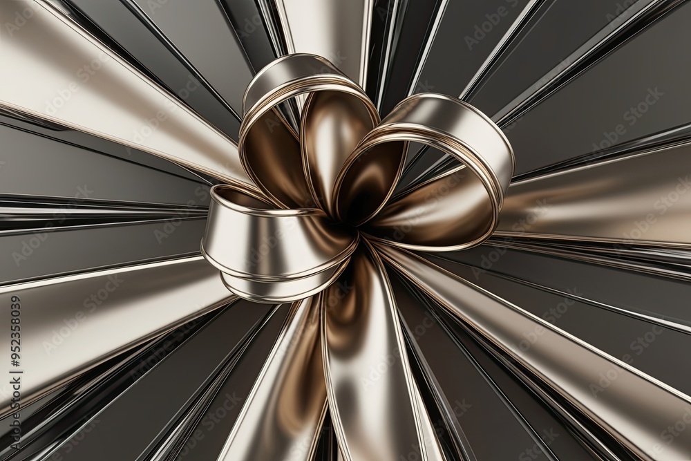 Poster trendy metallic ribbon design with abstract background visualization