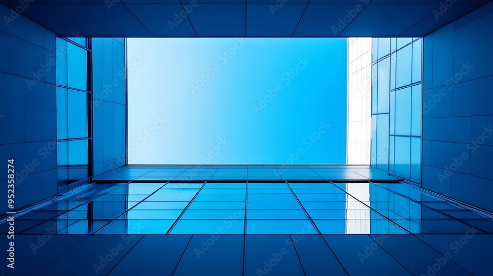 Aufkleber the blue sky frame above the building is viewed from a low angle : generative ai