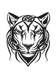 Fototapeta premium Puma head very simple traditional tattoo flash styles illustration