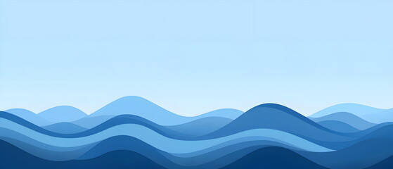 Fototapeta premium A flat vector illustration of a layered sea waves background, overlapping wave shapes, gradient blues, subtle highlights and shadows, crisp and clean
