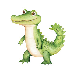 Fototapeta premium alligator watercolor clipart, perfect for nursery, isolated on white background