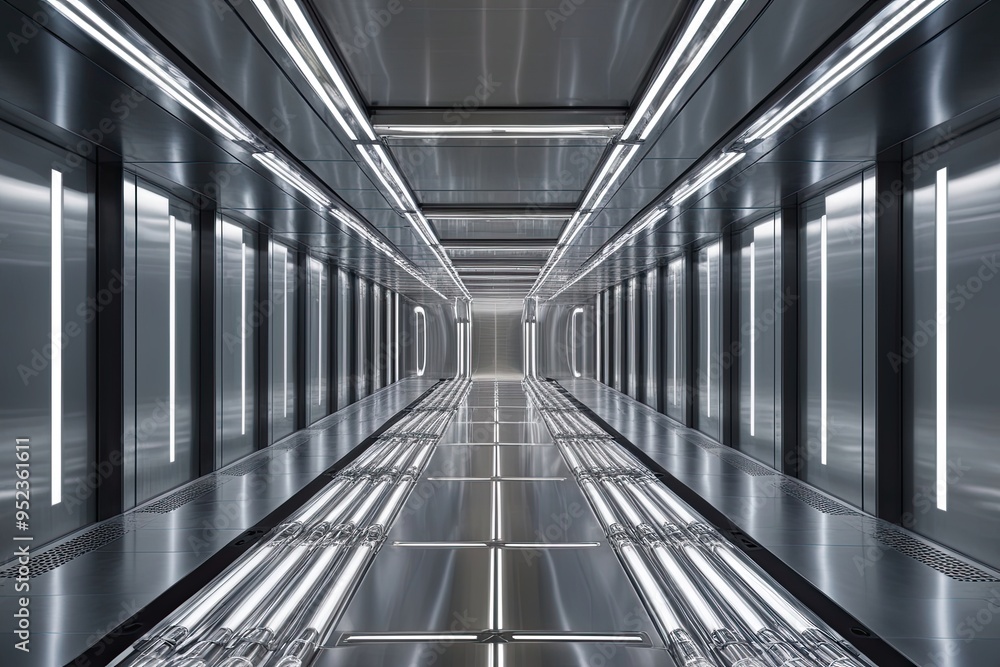 Poster radiant flow structure in a high-tech metallic environment