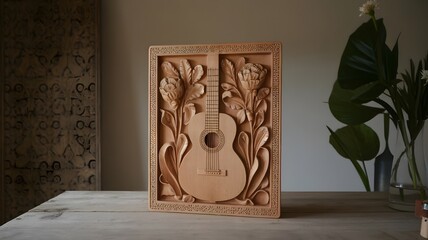 Spanish Hand-Carved Flamenco Guitar Relief: Cultural Heritage in Wooden Artistry
