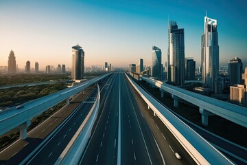 Fototapeta premium Infinite City Roadways Exploring Modern Architecture and Expansive Urban Landscapes