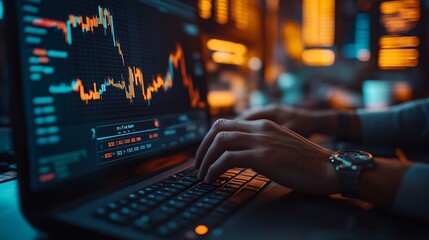 Business finance bank technology and investment concept Stock Market Investments Funds and Digital Assets Businessman investor or trader analyzing forex invest in trading graph financi : Generative AI