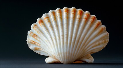 White elegant sea jacobean scallop shell isolated on background Marine auqatic wildlife animal seashell Mollusc summer travel sea food concept : Generative AI