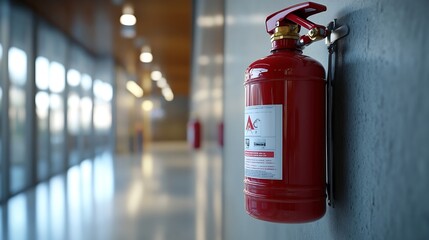Fire extinguisher on the wall Fire extinguishing system inside the building : Generative AI