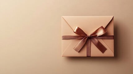 discount card or gift certificate in envelope on beige background : Generative AI