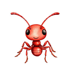 A cute baby ant watercolor clipart, perfect for nursery, isolated on white background