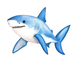 Obraz premium shark watercolor clipart, perfect for nursery, isolated on white background