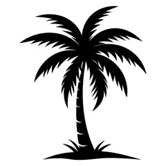 Obraz premium Black palm tree silhouette vector illustration art black white stock illustration