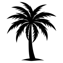Black palm tree silhouette vector illustration art black white stock illustration