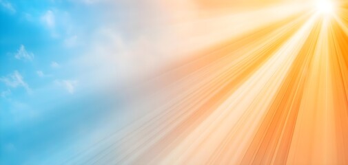 Obraz premium A bright and vibrant sky with sun rays streaming through, creating a serene and uplifting atmosphere.