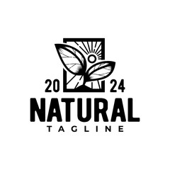 organic natural plant vintage logo. plant logo for any business related to nature and plant.