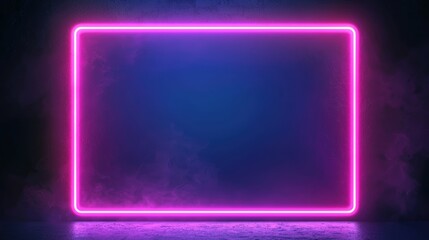 Neon pink frame on blue wall