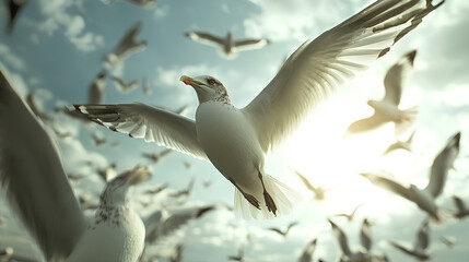 Fototapeta premium Flock of seagull bird