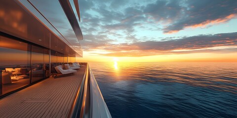 Obraz premium Luxury Yacht Cruise Across Glistening Cerulean Waters Wealthy Passengers Lounging on Teak Paneled Decks in Designer Attire