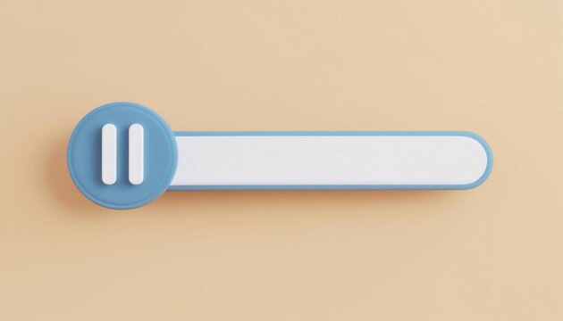 Creative blue play pause button design on a soft beige background, perfect for user interface concepts.