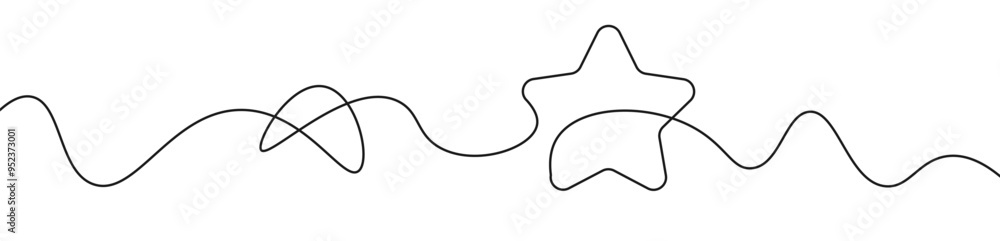 Wall mural star one continuous line drawing sparkle sketch design vector