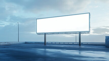 Obraz premium Blank Billboard on a Foggy Highway