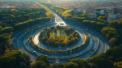 Aerial view of the eastern ring road of Rome : Generative AI