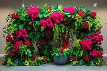 Colorful Bougainvillea Vine Arrangement: A Vibrant Climbing Plant Design in Emerald Hues