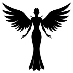 elegant angel silhouette vector art 