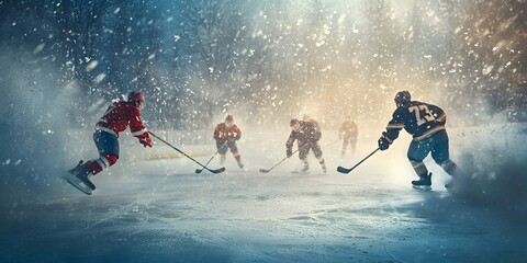 Intense Ice Hockey Face Off Showcasing Dynamic Mid Action Shots with Gritty Photojournalistic Style