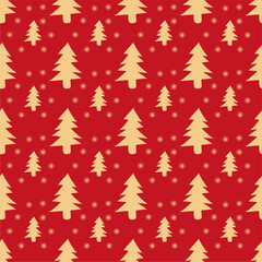 Seamless New Year and Christmas print pattern wallpaper background with decorative fir trees vector illustration winter minimalism picture 