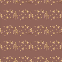 Seamless New Year and Christmas print pattern wallpaper background with decorative fir trees vector illustration winter minimalism picture 