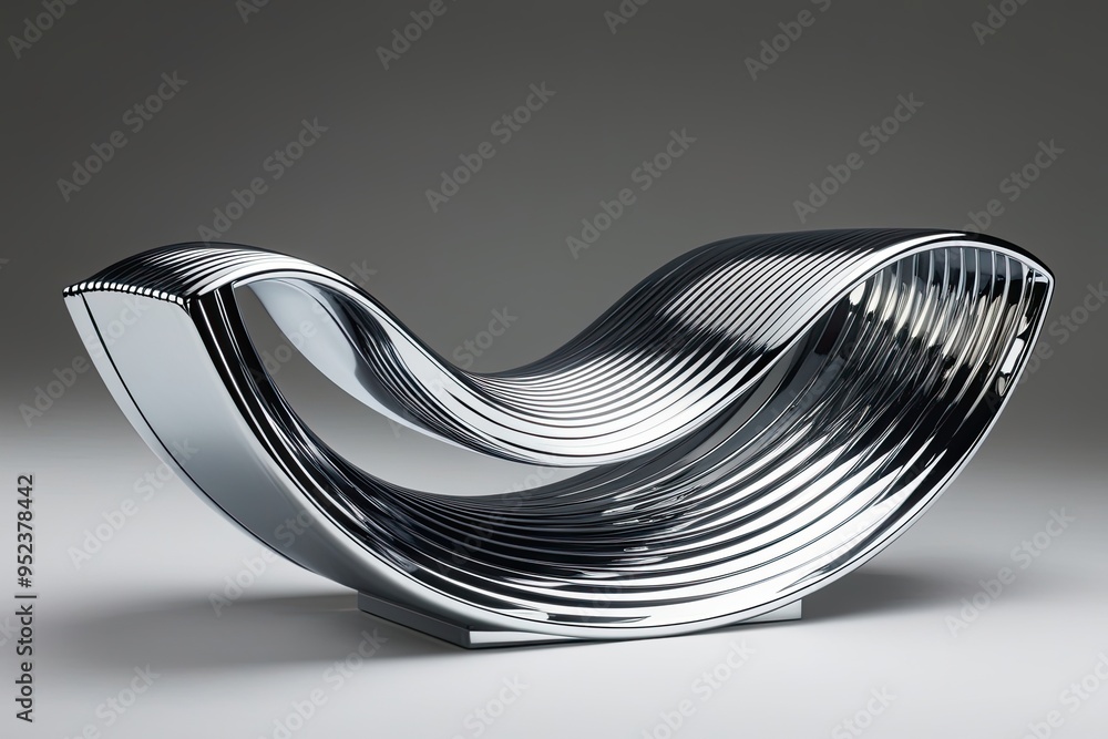 Poster metallic wave form in chrome setting with three-dimensional shimmering structure