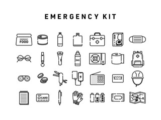防災用品のシンプルなアイコンセット