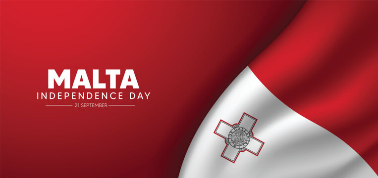 Malta Independence Day 21 September waving flag vector poster