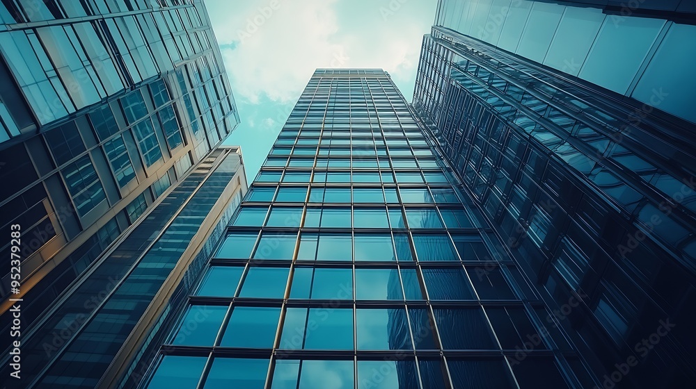 Poster modern office building in hong kong china : generative ai