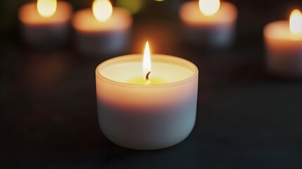 Burning Candle with Soft Light and Warm Glow