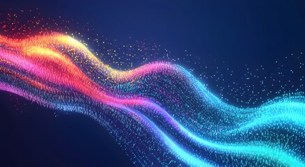 Vibrant Neon Data Streams Flowing Across Abstract Technology Background
