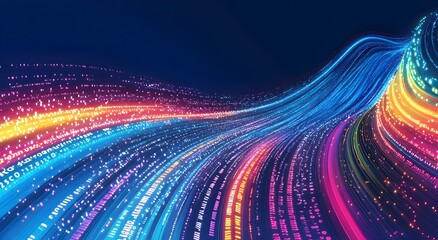 Flowing Data Streams Representing Innovative Technology in Vibrant Colors